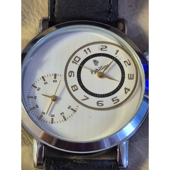 Pphillips Mens Watch Dual Time Unusual Unique design Large Dial Great gift - Picture 6 of 8
